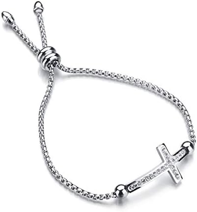 Sideways Cross Adjustable Link Bracelet Christian In Good Faith Bracelet Religious Jewelry Baptism Gift