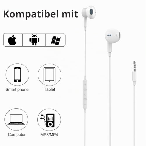 3.5 mm Magnetic In-Ear Headphones with Cable, Microphone and Volume Control for iPhone, iPod, iPad, MP3, Huawei, Samsung, Lightweight