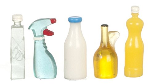 Dollhouse Miniature Set of 5 Bottles