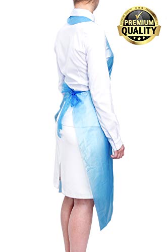 100 Pack Blue PE Aprons 28 x 46 inches. 2 Mil Disposable Polyethylene Aprons. Unisex Waterproof Workwear. Blue Protective Uniform Aprons for Men, Women. Lightweight, Breathable. Wholesale Price. - Thumbnail 4