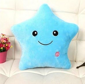 35cm*40cm Glowing Colorful Luminous LED Star Plush Pillow PP Cotoon Stuffed Toys by Luminous, Good Choice For Home Decoration, Relax and Gift, 5 Colors Available (Blue)