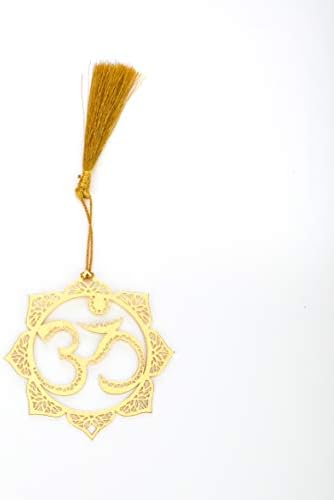 ADORAA's AUM/OM Symbol Golden Brass Metal Bookmark with Golden Tassel - Perfect Gift for Friends & Family