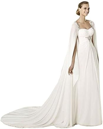 White Cathedral Length Chiffon Women's Lace Wedding Cloak Bridal Cape