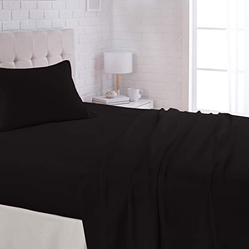 AmazonBasics Lightweight Super Soft Easy Care Microfiber Sheet Set with 16" Deep Pockets - Twin XL, Black