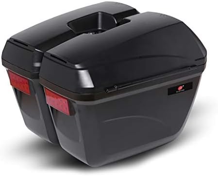 Motorcycle trunk DOOST Hard saddle bag, 8'โx15โโx18.5โโ, 23L luggage with LED light bracket (black/white)