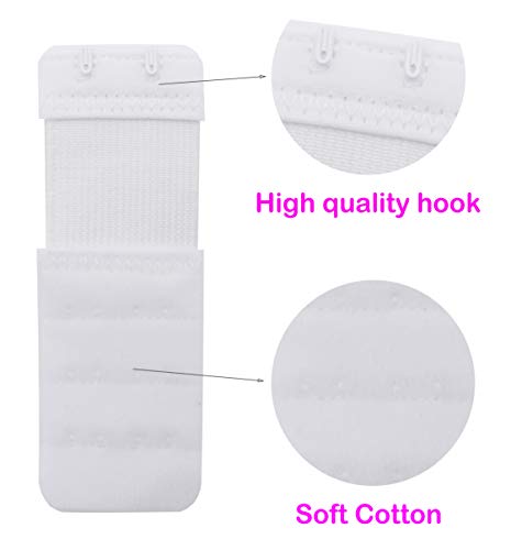 2 Hook Bra Extenders,Stretchy Soft and Comfortable Bra Strap Extender - 4 pcs Pack (White-1) - Thumbnail 3