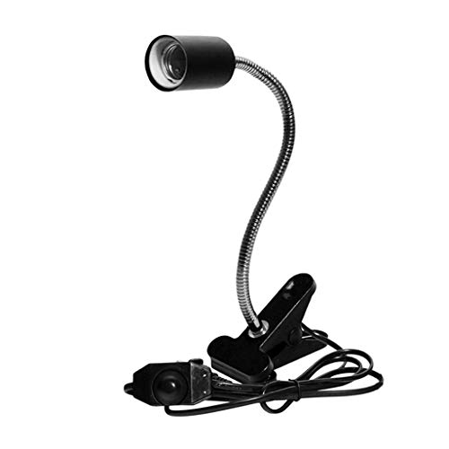 MD Lighting Flexible Clamp Light Fixture, 110V E26/E27 Ceramic Clamp Lamp Light with Dimmable Switch, Adjustable Habitat Lighting & Heat Lamps Holder Stand for Pet Heat Bulbs Lamps Use, Black