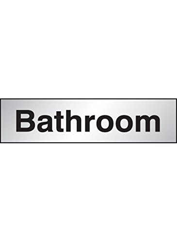 Caledonia Signs 59065 Bathroom Label, Engraved Aluminium Effect Pvc, 140 mm x 35 mm