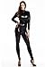 Amour- Catsuit Women Bodysuit Zip up Clubwear Stripper (Regular Size, black)