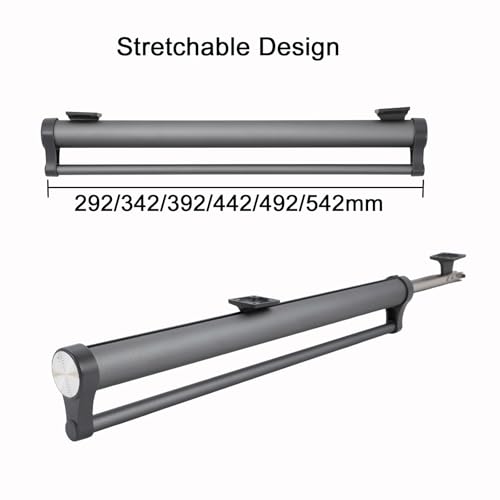 Extendable Clothes Hanging Rail for Entryway Closet, Sturdy Aluminum Adjustable Rail Space Saving Storage (Grey, 292mm)