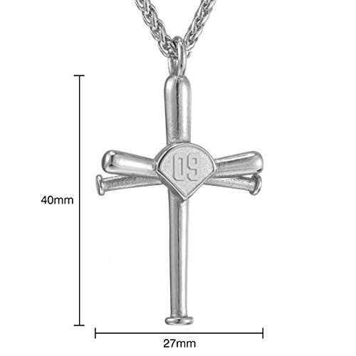 Cross Necklace Baseball Bats Athletes Cross Pendant Sports Number Or
