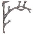 Heavy Cast Iron All-Purpose Bracket - Tree Branch Design - 6-1/4 inches X 7-1/4 inches X 2-1/8 inches Thick - Use as Hanger or Shelf Bracket - Dark Rustic Color Finish - Indoor or Outdoor Use