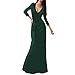 SUNNOW Womens Sexy Ladies Deep V Neck Party Dress Maxi Long Evening Dress (XL, Dark Green)