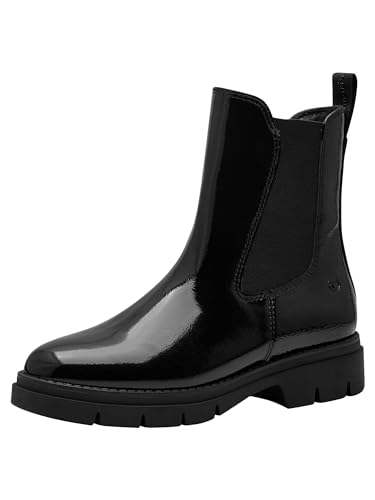 Tamaris Damen Chelsea Vegan; BLACK PATENT, EU 41