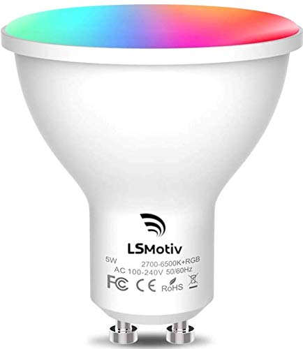 LSMotiv Smart WiFi LED GU10 5W Spot Light Bulb Dimmable Spotlight RGB + Warm + Cool Light Compatible with Alexa Echo,Google Home, App or Voice Control, Timer, 2.4GHz Network [2 Pack]