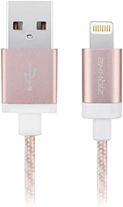 Axxbiz CableBiz-L001RG, [Apple MFI Certified] Braided USB Lightning Cable for iPhone &amp; iPad - Aluminium Housing - Rose Gold