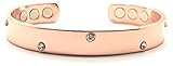 Copper Bracelet for Arthritis; Magnetic Bio Therapy (6 Embedded into Internal face); Beautiful Design with Embedded Crystals; Commonly Worn for Pain Relief and Magnetic Healing