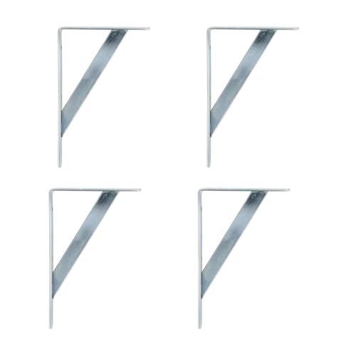 Amig, Pack of 4 Shelf Brackets Color Silver, Bracket for Shelves 200 x 125 mm, Heavy-Duty Steel: up to 320 kg