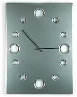 Black Chrome, Large Rectangular Metal Powder Coated Wall Clock, Sleek, Industrial, Modern and Unique, Silent (non-ticking)