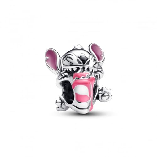 Disney Ciondolo con torta di compleanno con Stitch in argento Sterling con smalto rosa, viola, blu e nero