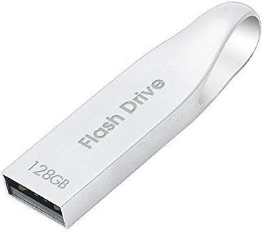 Maxonor Metal USB 2.0 Flash Drive 128GB Silver (H01128) - Keychain Design (128GB)