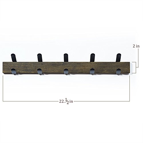RooLee Coat Hooks Coat Rack Wall Mounted Wall Hooks Hanger Heavy Duty Clothes Hook Rail with 5 Metal Hooks - Thumbnail 6