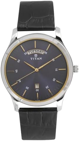 Titan Men's Quartz Watch with Analog Display and Leather Bracelet