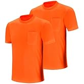 AK A-KSAFETY Hi Vis Shirt Shirts for Men -Neon Work Shirts! High Visibility T-Shirt with Pocket for Work
