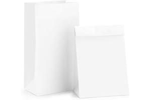 BagDream Paper Lunch Bags 4lb 100Pcs Snack Bags, Craft Bags, Bread Bags, White Sack Lunch Bags Bulk 5x2.95x9.45 Inches Small 