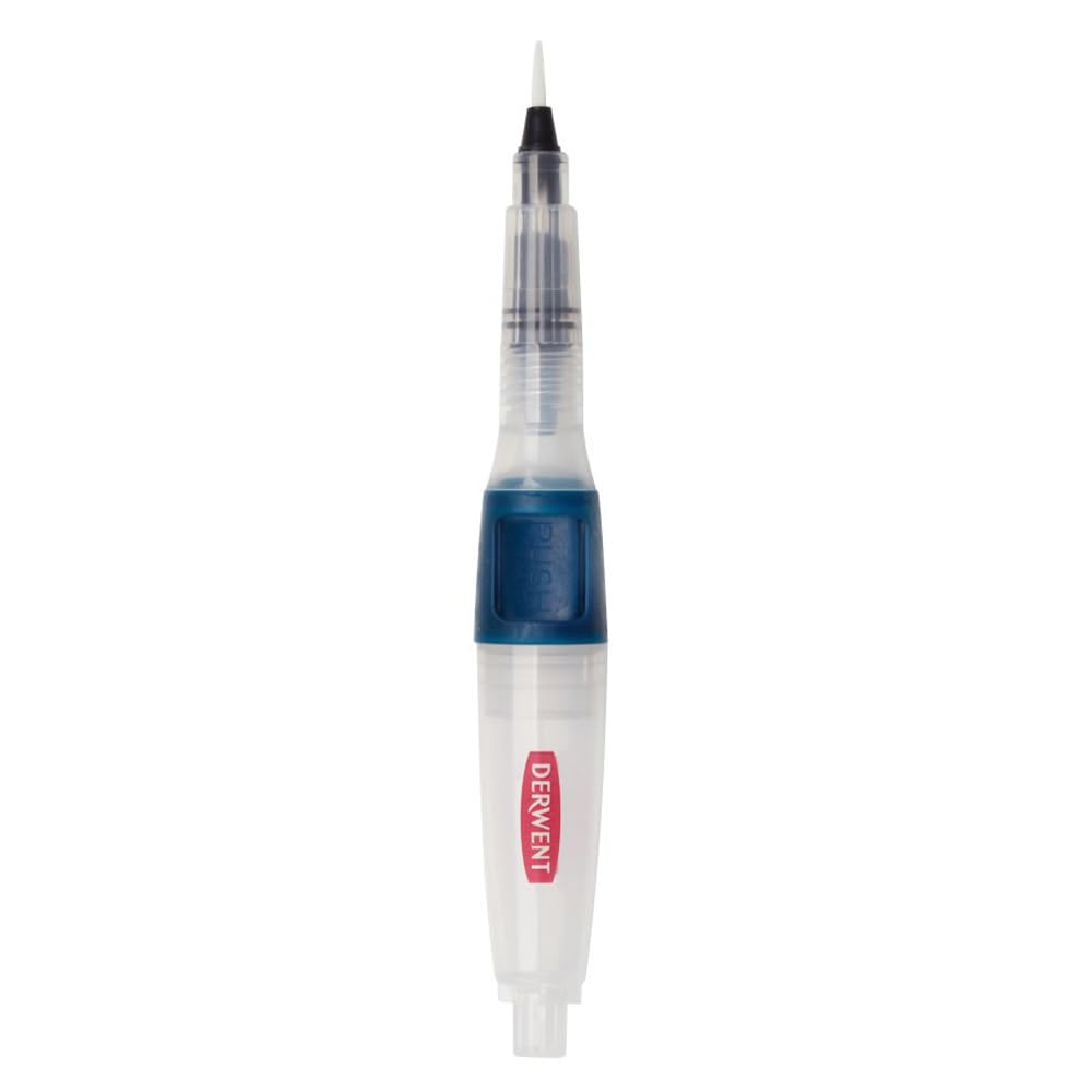 Derwent Push Button Waterbrush 3mm Medium Tip, Premium watercolour brush for use with watercolour pencils, paints and blocks, leak proof, professional quality, 2305823