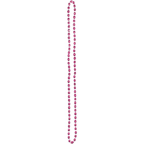 Party Perfect Team Spirit Metallic Beaded Necklace Accessory, Pink, Plastic, 30"