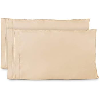 Cosy House Collection Pillowcases Standard Size - Cream Luxury Pillow Case Set of 2 - Fits Queen Size Pillows - Premium Super Soft Hotel Quality - Cool & Wrinkle Free - Hypoallergenic