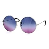 Classic Oversize Joplin Style Hippie Round Circle Lens Sunglasses Silver Blue Purple
