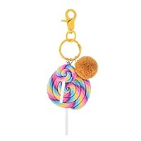 HLBJ Kids Toys Keychain Resin Soft Ceramic Rainbow Lollipop Key Ring Hair Ball Pendant Practical Small Gift