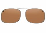 Cocoons Clip-Ons Rectangle :: REC 1 in Gun-Metal w/ Amber Tint, Size: 52