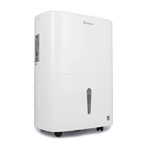 Shinco 50 Pint Mid Size Portable Dehumidifier for mid Size Rooms up to 3000 Sq.Ft - for Home, Basement, Bedroom, Bathroom - Energy Star, Quiet, Portable with Wheels, and Drain Hose Outlet