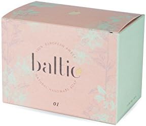 Baltic Amber Moisturizing Body Soap – Natural Handmade Woodsy Soap with Antibacterial and Antiseptic Oils – Blended with Sweet Almond Oil, Amber Powder, Safflower Petals for Sensitive Skin