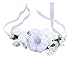 Flower Crown Wedding Hair Wreath Floral Headband Garland Wrist Band Set (White)