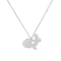 NOUMANDA Fashion Cute Rabbit Necklace Engraved Love Heart Charm Animal Bunny Pendant (Silver)