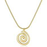 Zesyboom Gold Statement Necklaces for Women - Boho Spiral Swirl Pendants Necklaces, Gold statement necklace