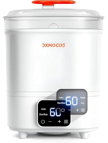 Dxmocos Baby Bottle Sterilizer and Dryer, 4-in-1 Electric Steam Sterilizer with LED Touch Screen, Auto Drying & Storage, BPA-Free, Fits Bottles & Accessories
