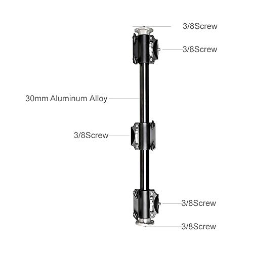 Aluminum 3/8 Screw Support Tripod Arm Rock Solid Cross Bar Side Arm for 4 Heads Head Professional Photography Studio Fixtures