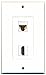 RiteAV - 1 x Cat6 Ethernet Female and 1 x HDMI Port Wall Plate White Decorative