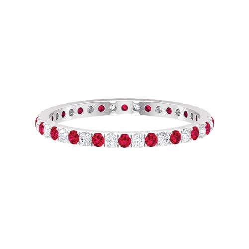 Rosec Jewels Natural Ruby Eternity Wedding Ring for Women, AAA Quality, 14K White Gold, Size:US 8.75 at Amazon