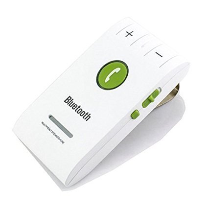 JEBSENS - X9 Bluetooth 4.0 Sun Visor Speakerphone Hands Free Car kit - White - Connect up to two Phones, Premium Sound Quality, Works with Any Mobile Phone with blue tooth function