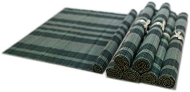 Bamboo Blacemats-Handmade Bamboo Placemats Table Mats Decoration, Rainbow Blue 6 Pack (30x45cm)
