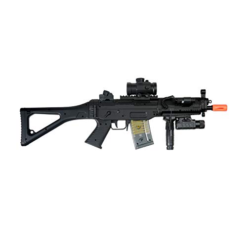 Double Eagle A&N M85P Airsoft Gun AEG Electric Rifle Great Starter Full & Semi Automatic with 2000 6mm BBS & Spare Magazine/Clip, Full Size, Black