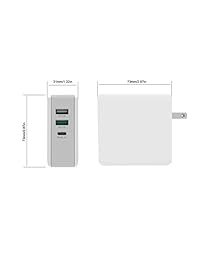 Cargador de pared USB C de carga rápida, 3 puertos, 65 W, adaptador de pared PD con enchufe plegable para MacBook, iPhone Xs XS Max XR, Samsung Galaxy S8 S8+, Note 8 y más (blanco)