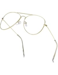 AISSWZBER Clear Aviator Glasses Lens Premium Classic Metal Frame Eyeglasses