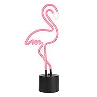 Amped & Co Flamingo Neon Desk Light, Real Neon, Pink, Large 17 x 6.7 inches, Home Decor Neon Signs For Unique Rooms